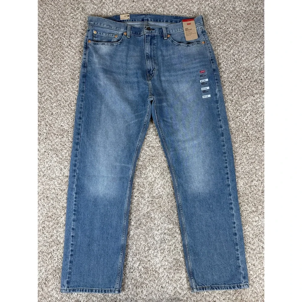 Levis‎ 505 Regular Fit Jeans Mens 38x30 Blue Medium Wash Straight Leg Denim